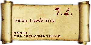 Tordy Lavínia névjegykártya